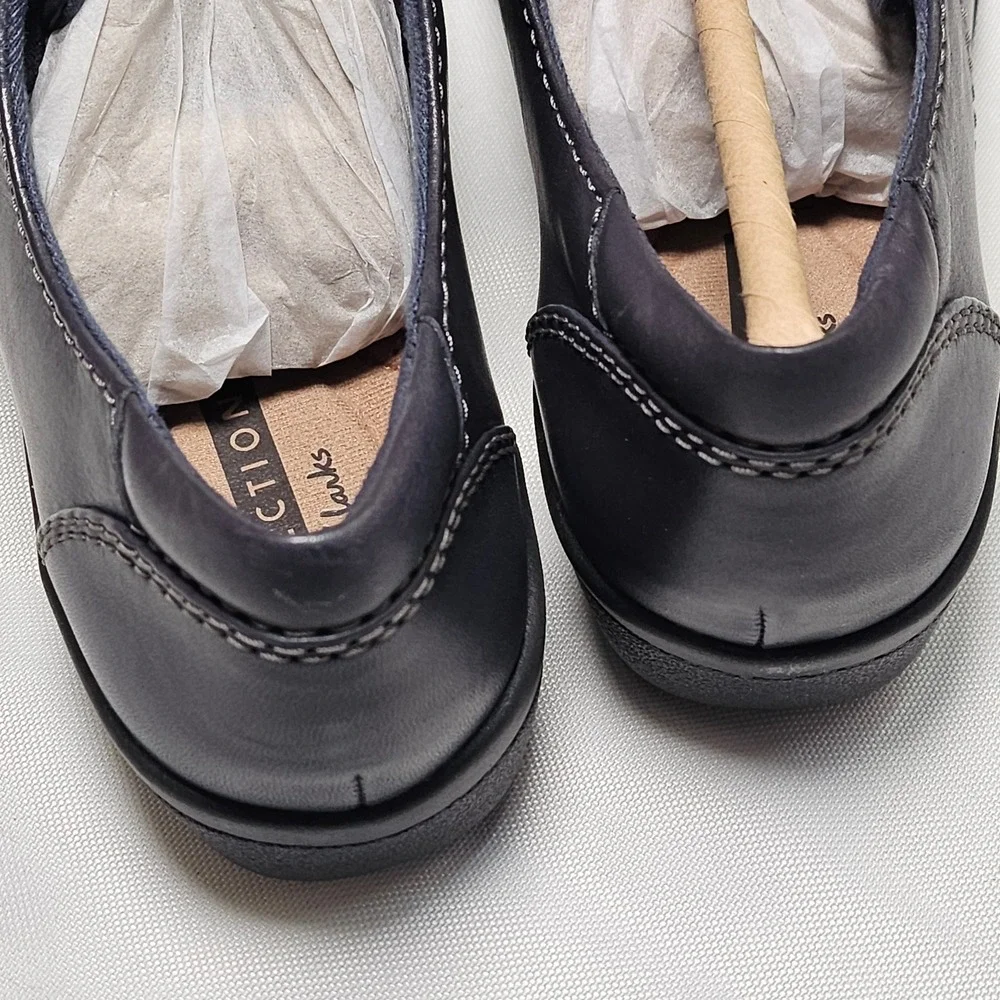 Clarks Collection Navy‎ Blue Leather Lace Up Oxford Shoes Women Size 5.5 US